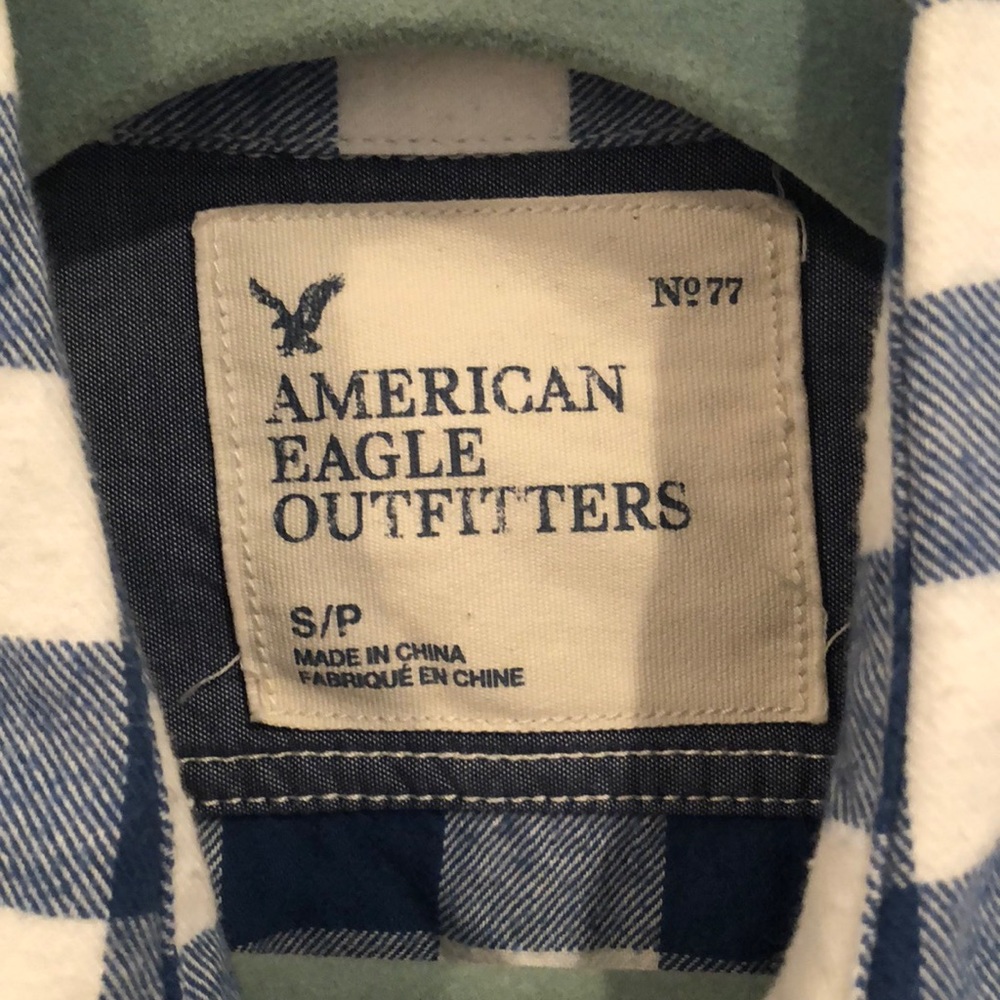 Men’s blue and white checkered flannel - Picture 3 of 5